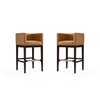 Manhattan Comfort Kingsley Barstool in Camel and Dark Walnut (Set of 2) 2-BS012-CL